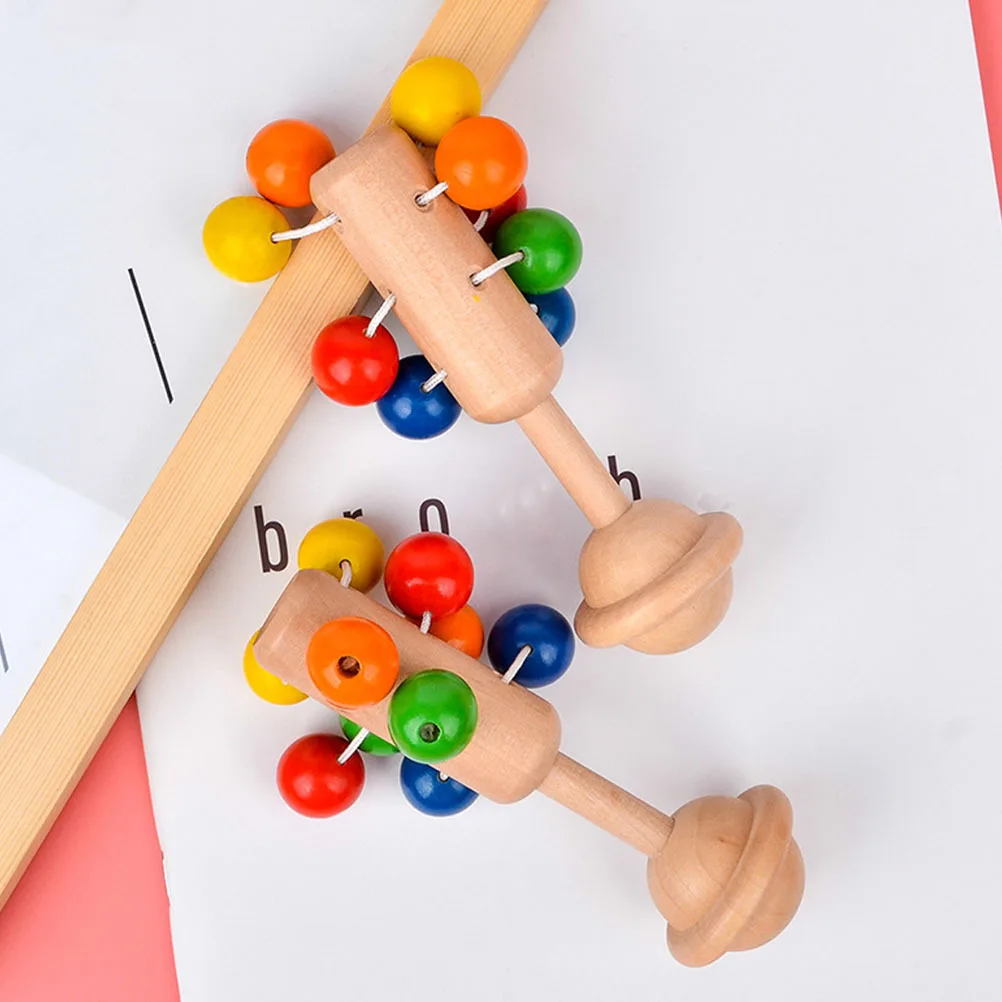 아기용 나무 딸랑이 중간 크기 손 흔들기 벨 교육용 악기 유아의 협응력과 흥미를 위한