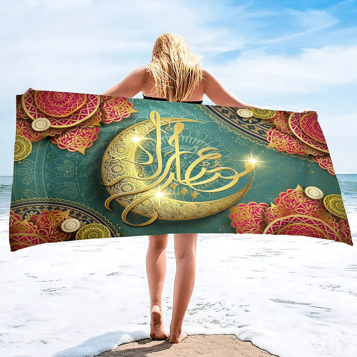 Microfiber Oversized Lightweight Beach Towel Extra Large Sand Free Towels Travel Swim Pool Yoga Gym Camping Ramadan Festival