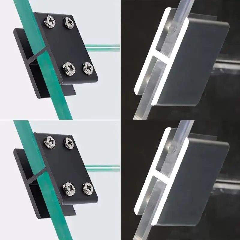 

20PCS Aluminium Alloy 2-Ways Glass Clamps 180° Shelves Support Brackets Clips 3~20mm Board/Screen/Partition Assemble Connectors