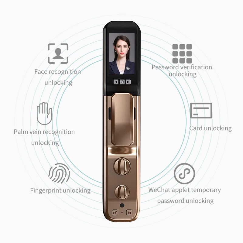 Tuya face recognition lock with remote control multi-language switch fingerprint lock with camera and intercom function