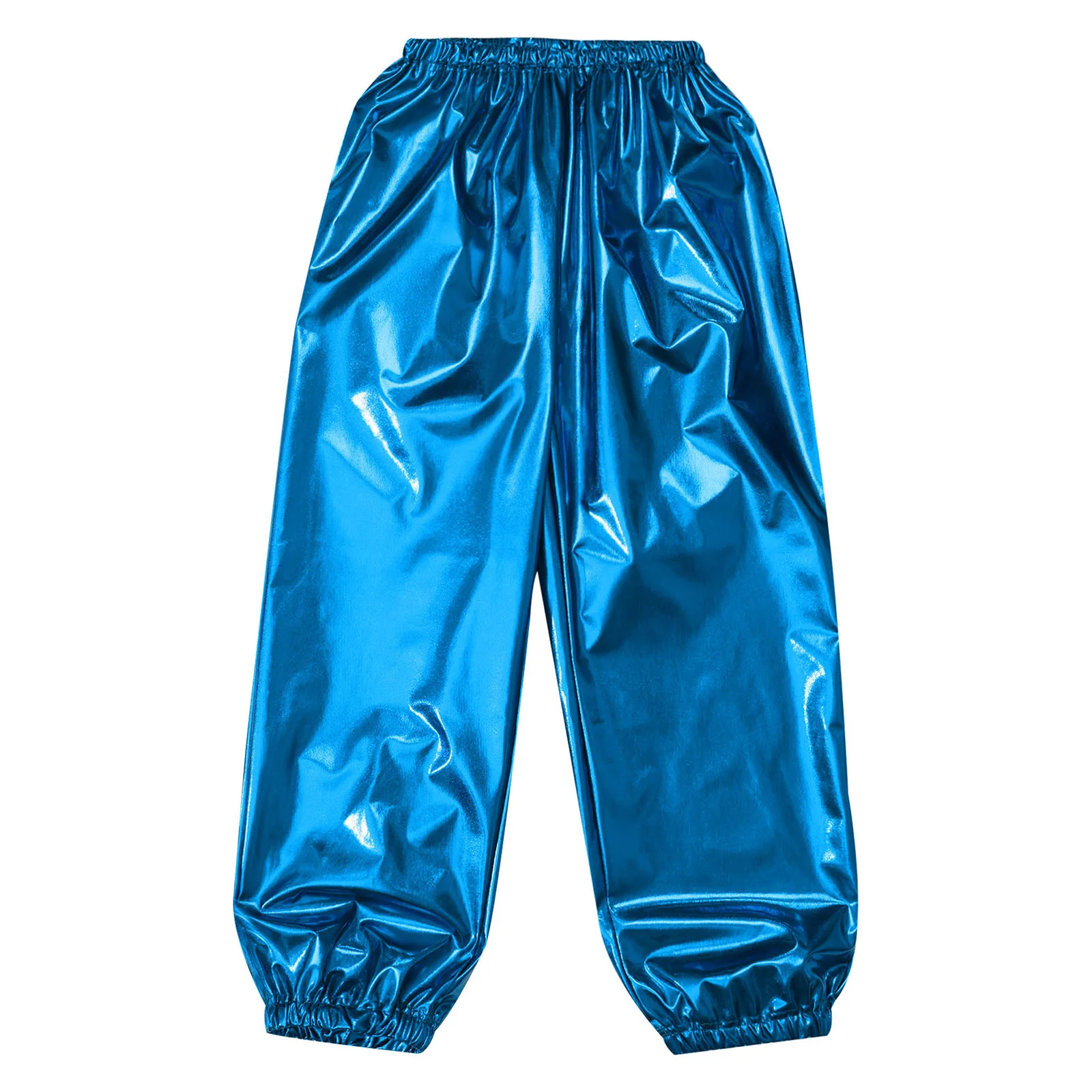 Jazz Hip Hop Dance Outfit für Kinder Jungen Mädchen Glänzende metallische Kurzarm-T-Shirts mit Hosen Sportset Moderne Street Dancewear