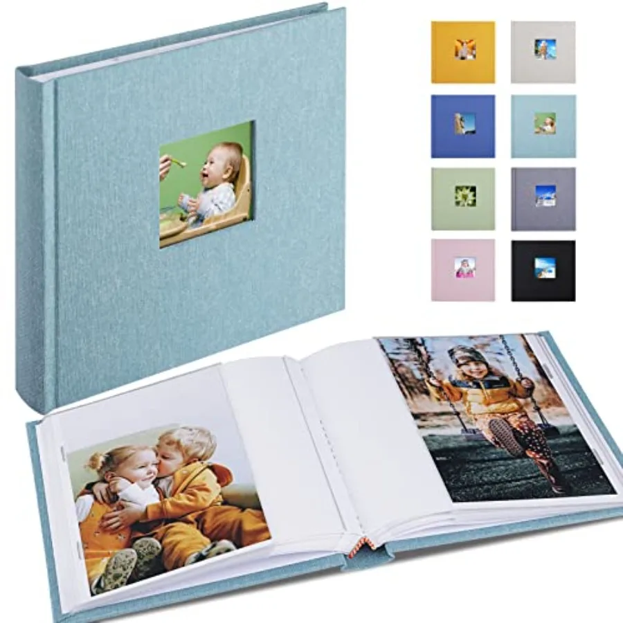 

Photo Album Hold 60 Photos with Memo Vertical Slip-in Pockets Photo Book, Linen Cover Picture Photo Albums with Writing Space f