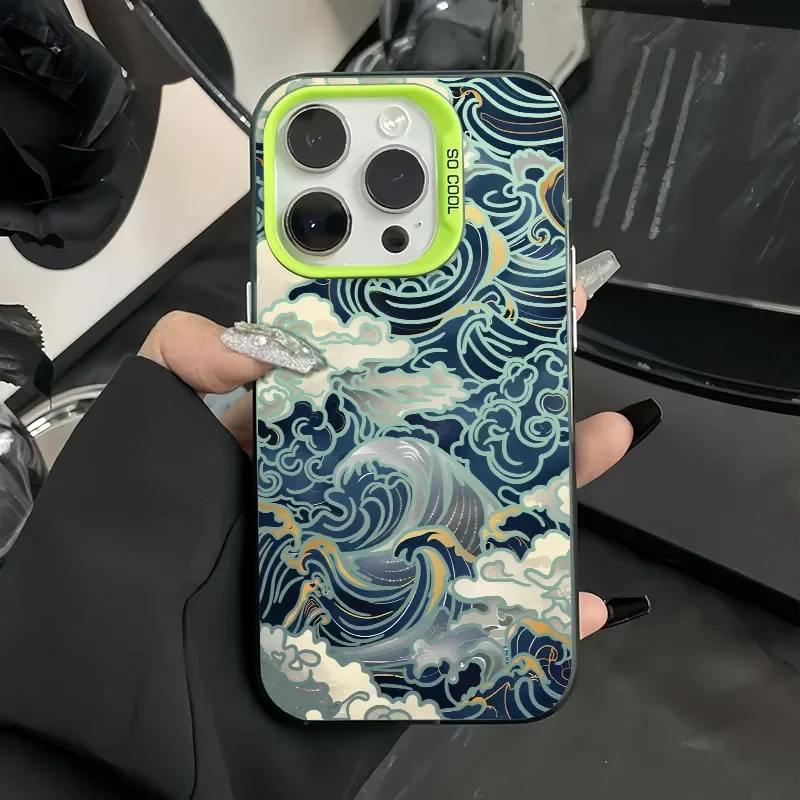 Ukiyo-e Ocean Waves Creative For iPhone Case 16 15 14 13 12 11 Pro XR XS Max 7 8 Plus Phone Shockproof Soft Y2K INS Girl Cover