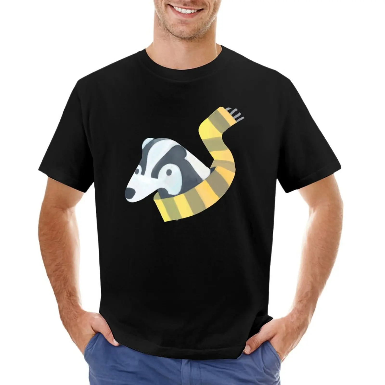 Happy Badger With Black And Yellow Scarf - Eyesasdaggers T-Shirt baggy shirts cute tops graphic shirts for a boy mens t shirts