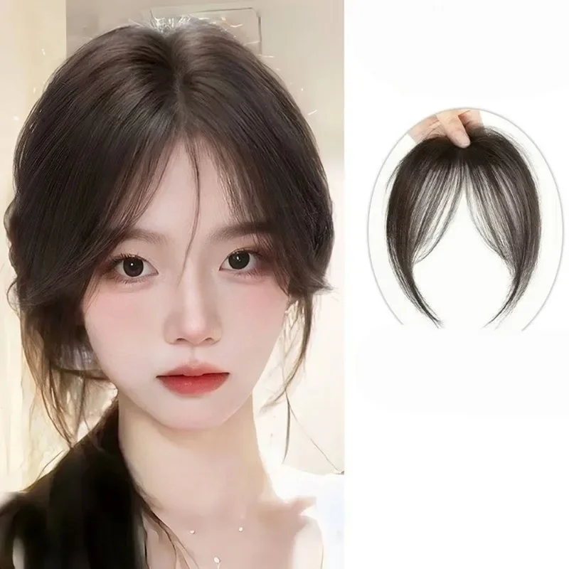 3D Bangs Female Synthetic Wig Fluffy Hair on The Top of The Head Natural Forehead Middle-parted Fake Bangs