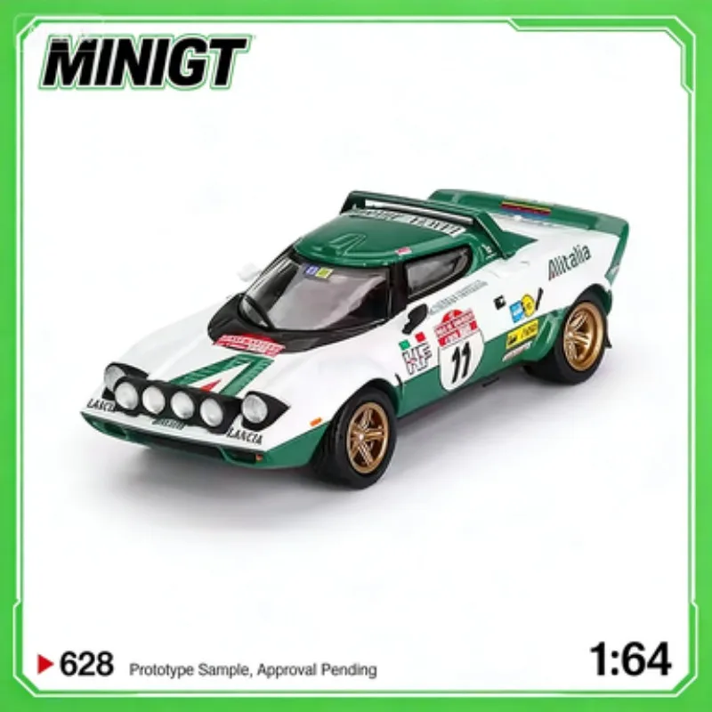 

MINI GT 1:64 Lancia # 628, модель автомобиля из литого под давлением сплава, коллекционная фигурка для взрослых, праздничный креативный подарок.