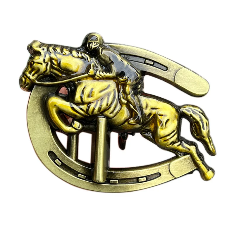 Zinc alloy horseshoe-shaped leather belt buckle with western style