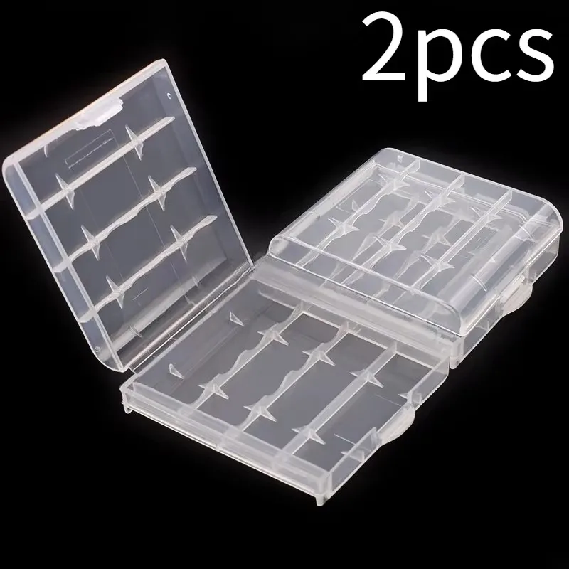 2pcs Universal Battery Storage Boxes for AAA/AA Plastic Storage Box Cover for Battery Transparent Battery Organizer Container