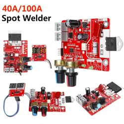 Spot Welder Control Board Kit 40A 100A Spot Welding Machine Control Board Adjustable Time Current Transformer Controller Panel