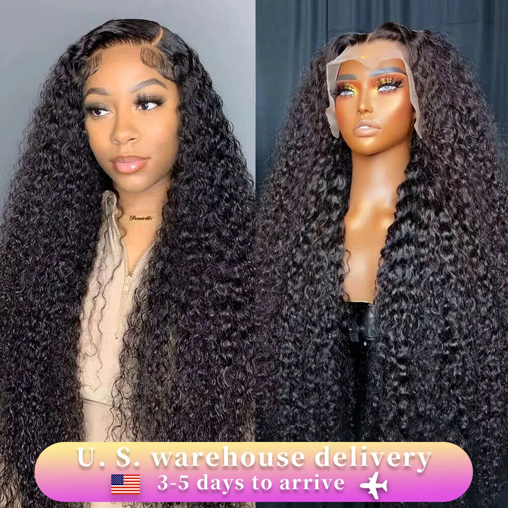 Ketebalan 250 13x6 HD rambut manusia gelombang dalam transparan Wig Frontal renda keriting Wig rambut manusia depan untuk WANITA HITAM