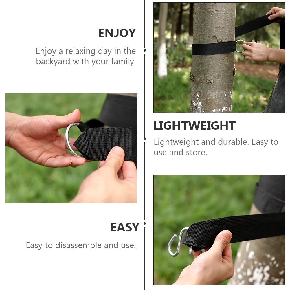 

1 Set Camping Straps Durable Tree Swing Hanging Heavy Duty Nylon S Hooks Easy Install Lightweight Easy Storage Swing Hanging Kit