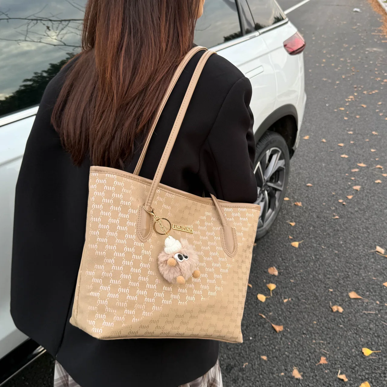 

Женская большая сумка премиум-класса с текстурой — большая вместимость, модная клетка, переноска на плечо и подмышки