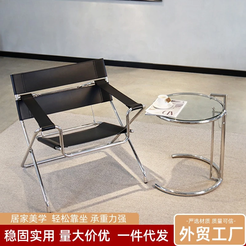 Medieval folding saddle stainless steel leisure Vasily leather beach lounge chair