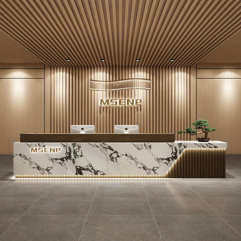 

Deep Storage Front Desk Reception Counter Barber Long Luxury Reception Desk L Shaped Clinic Mostrador Recepcion Office Furniture