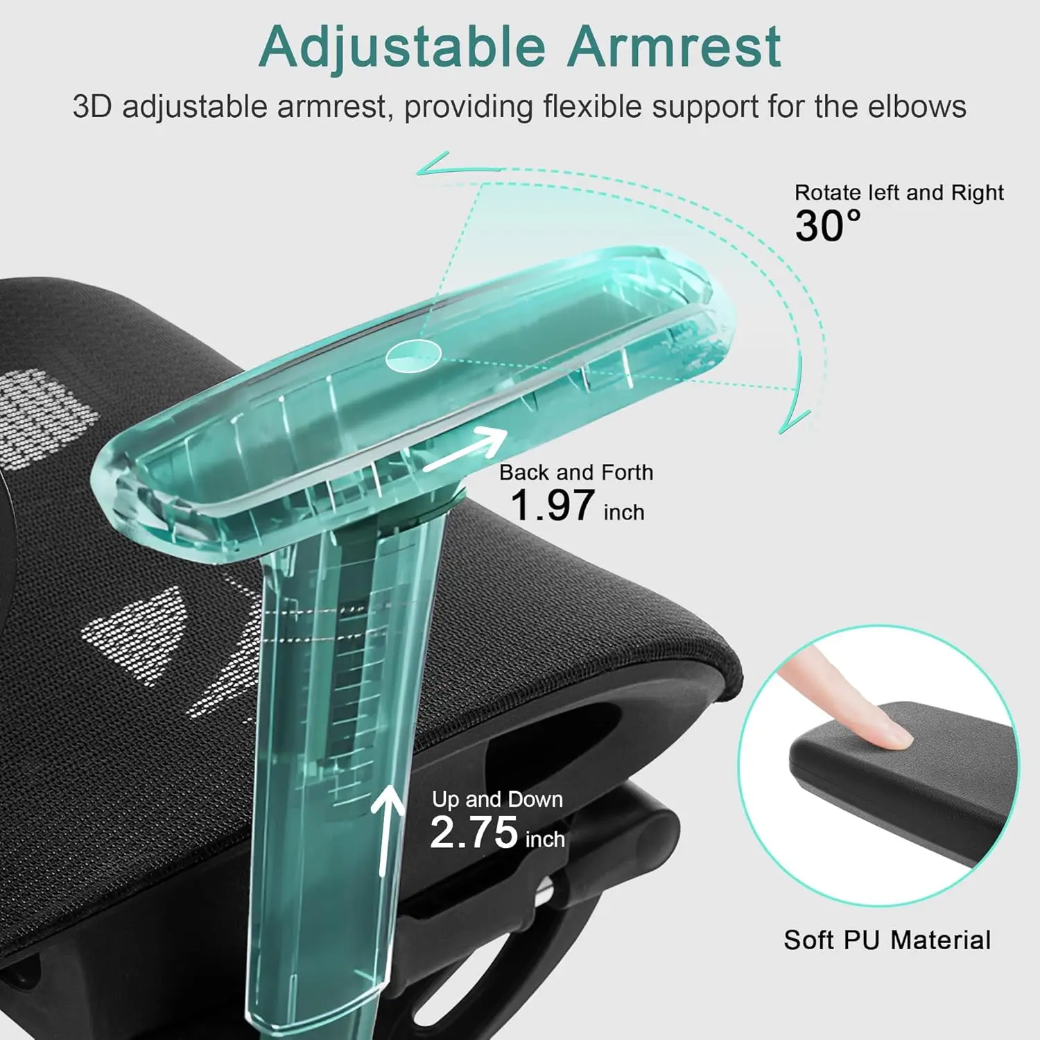 Ergonomic High Back Mesh Office Chair with Retractable Footrest, Adjustable Backrest, Tilt Function, 3D Armrests & Headrest, Lum