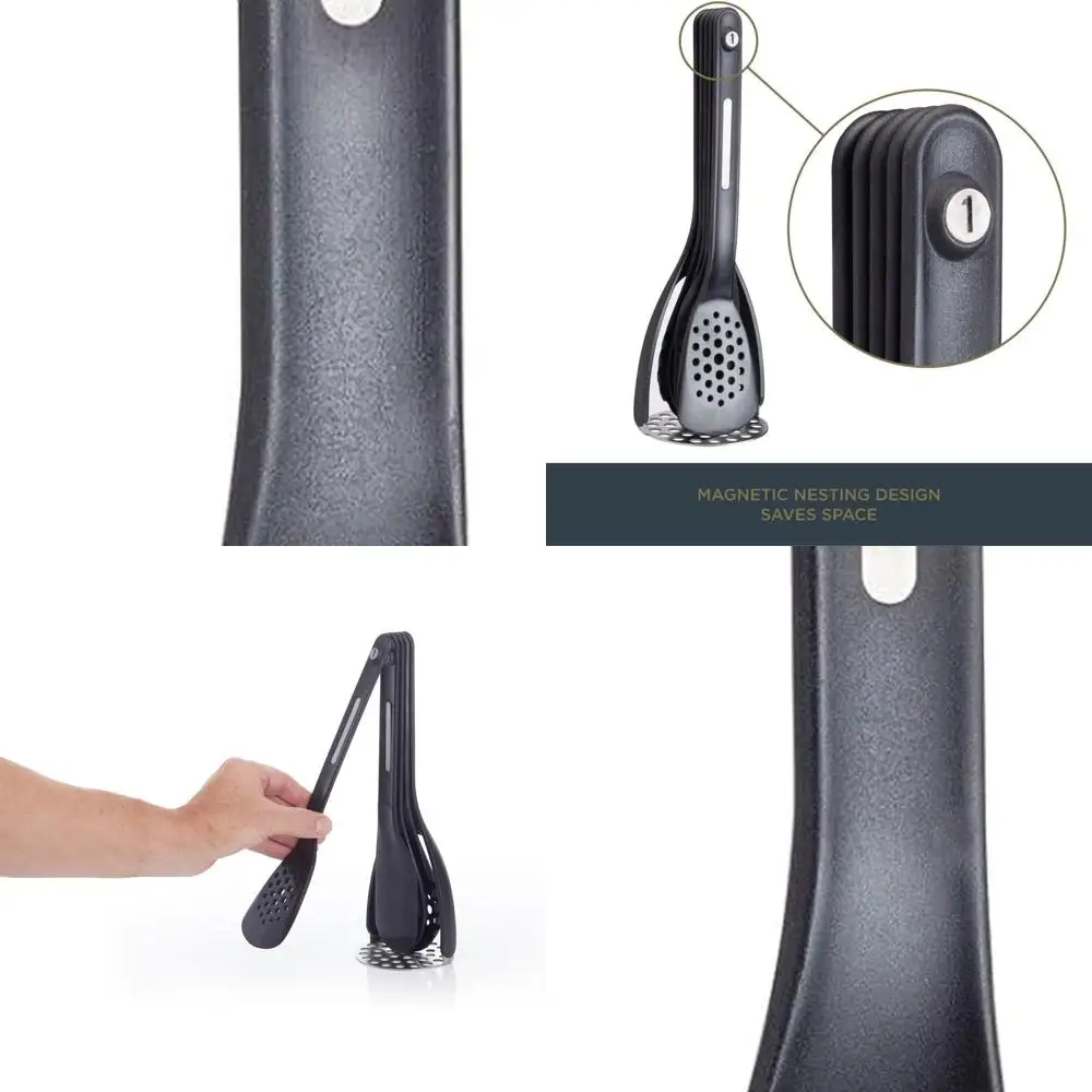 

Умный магнитный силиконовый набор кухонной утвари, черный, 9x9x30 см, комплект из 5 предметов