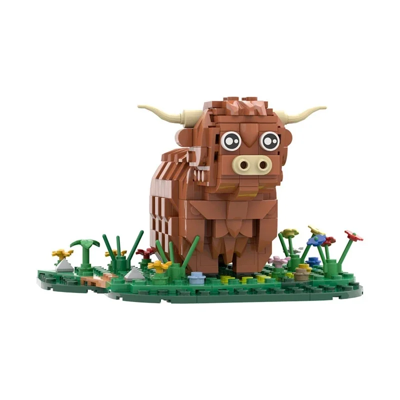 Highland Cattle Mini Building Blocks Fits Small Bricks Farm Animal Toy Realistic Rustic For Kids Collectors Birthday Table Decor