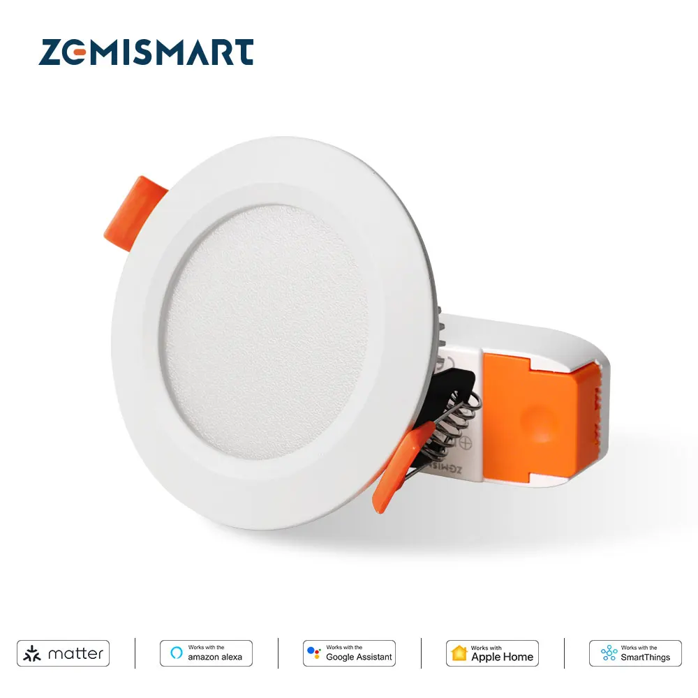 Zemismart Matter Over WiFi CCT LED Downlight Round Ceiling Lamp 9W 12W 15W Homekit Alexa Google Home Smartthings App Control