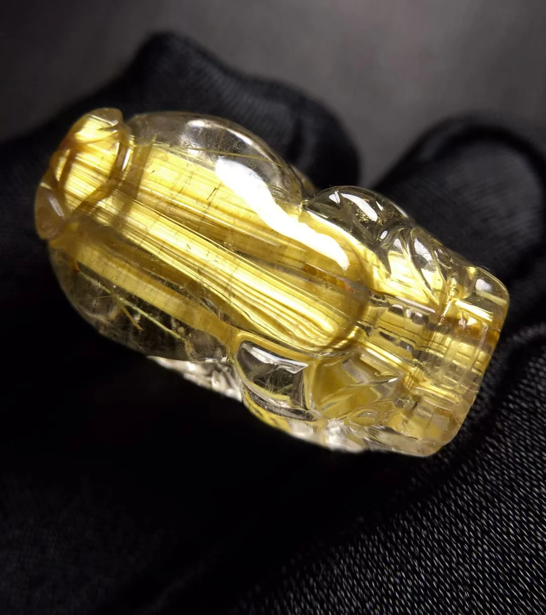 Natural Gold Rutilated Quartz Pendant Pi Xiu Rutilated Quartz Jewelry 23.6*13.4*11mm Men Women Brazil AAAAAAA