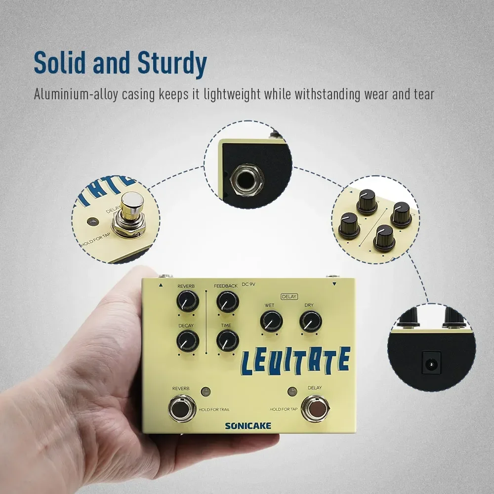 SONICAKE Levitate Dual Footswitch Stompbox Digital Delay dan Reverb Pedal Efek Gitar Hadiah QDS-02