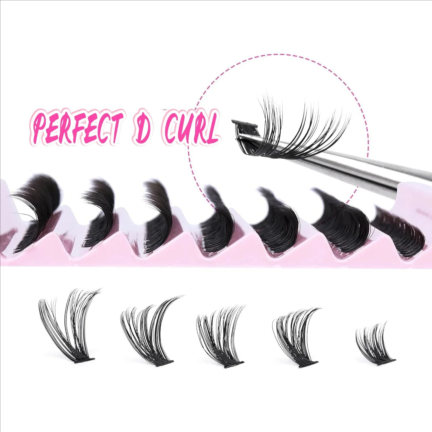 MJ 50P DIY Lash Clusters 140pcs D Curl Lash Extension Clusters 8-16mm Individual Lashes That Look Like Extension Fluffy