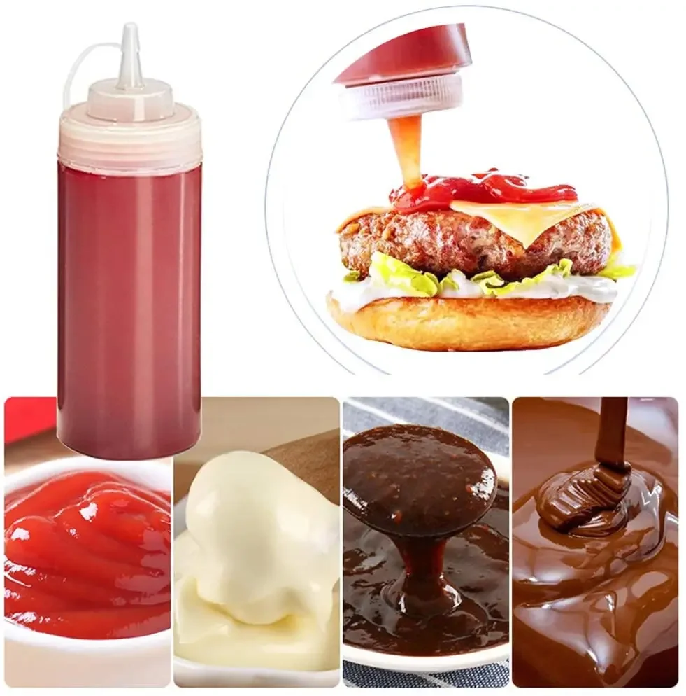 1/2/4/10pcs 8oz Plastic Squeeze Squirt Condiment Squeeze Bottle with Twist On Cap Lids for Ketchup BBQ Sauces Paint Olive Oil