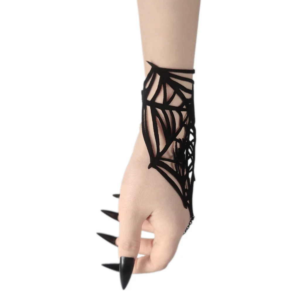 2026 Fashion Women Spider Web Bracelet Halloween Ghost Festival Easter Carnival Party Finger Chain Gothic Style Makeup Jewelry