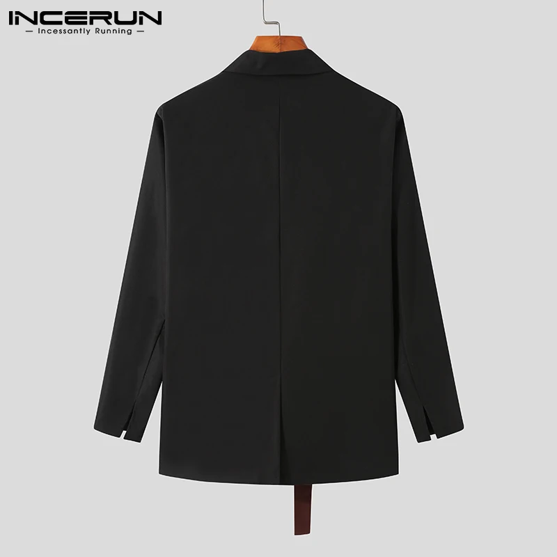 INCERUN Tops 2024 Stylish Men Hot Sale Suits Handsome Well Fitting Stitching Color Suits Loose Buttons Long-sleeved Blazer S-5XL