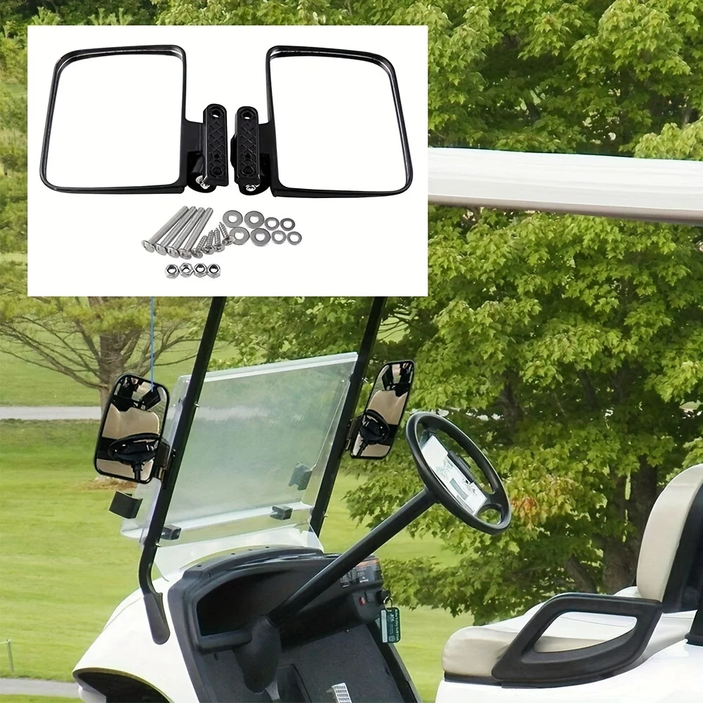 1 Pair Golf Cart Mirrors - Universal Folding Side View Mirror For Golf Carts