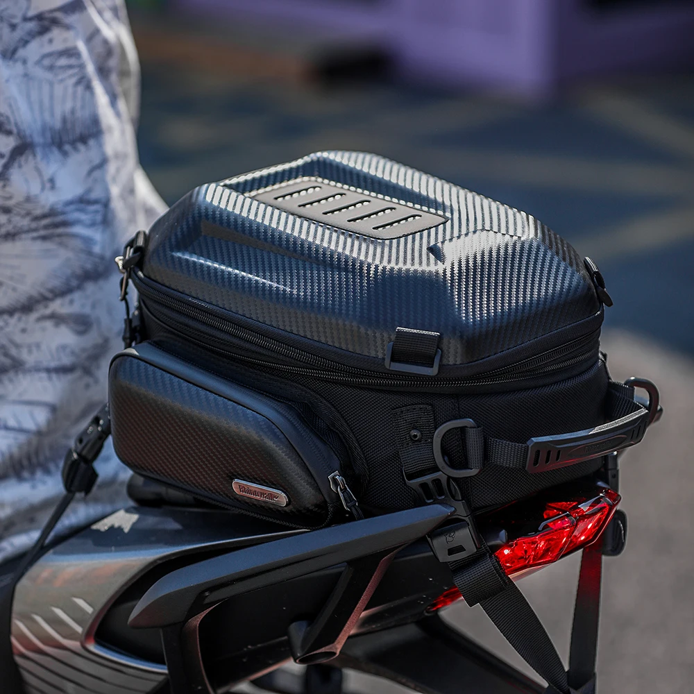 Rhinowalk Motorcycle Tail Bag 12L-18L Large Capacity Expandable Motorcycle Rear Seat Bag With Rain Cover Backpack Accessories
