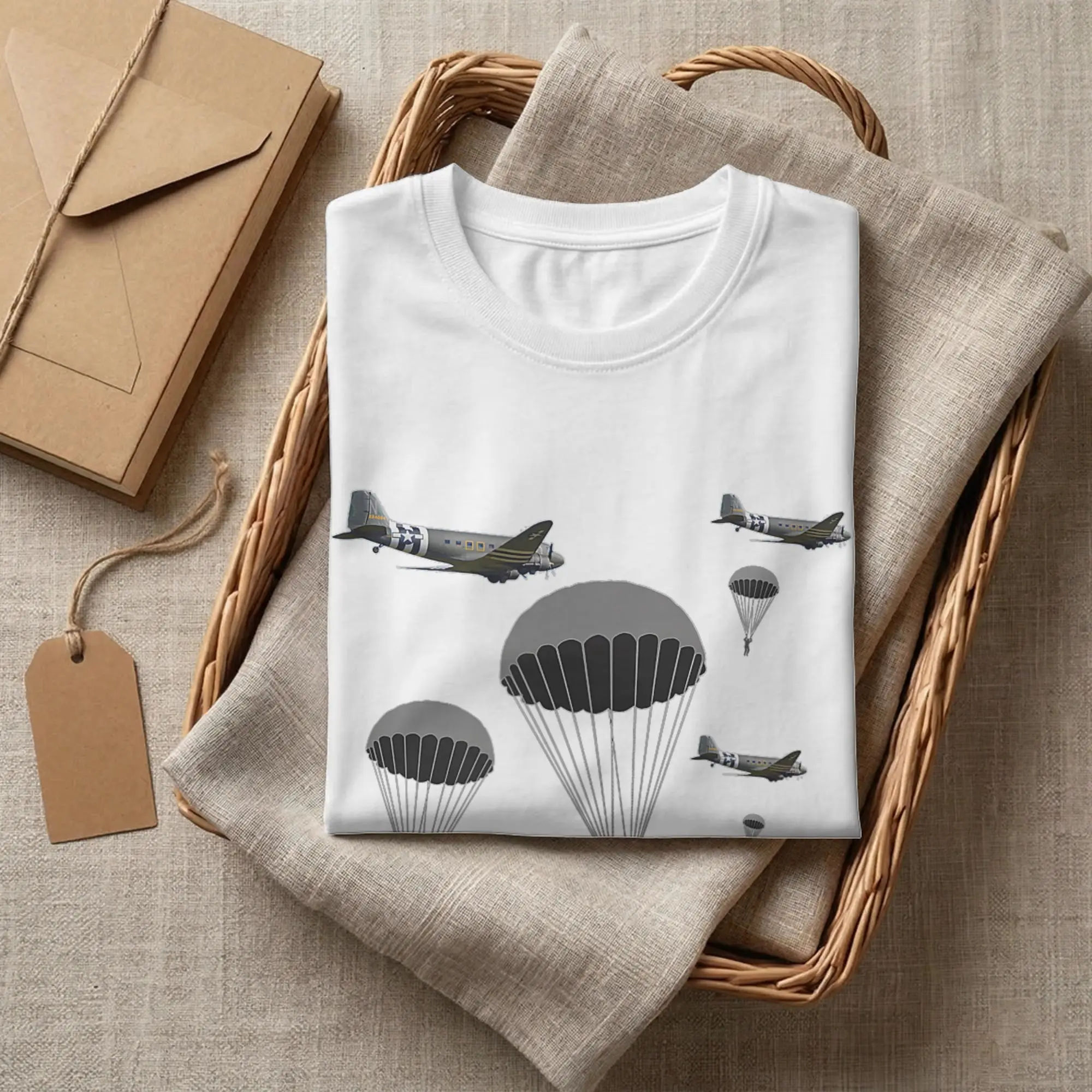 Vintage USA Paratroopers D-Day WWII Normandy T-Shirts Men Pure Cotton T Shirts Airborne Short Sleeve Tee Shirt Original Clothes view 4