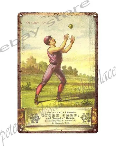 room ideas 1885 baseball Bridgeport vs. Newark scorecard metal tin sign