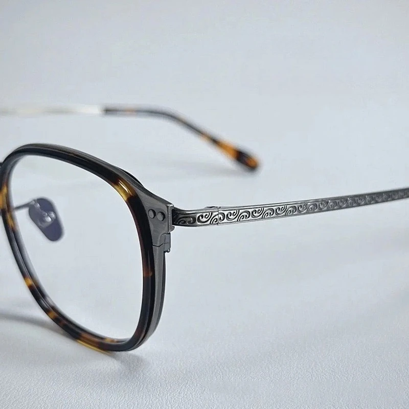 

Exquisite Carving Technique Fashion Round Alloy glasses frame men women optical Myopia Presbyopia Lenses attachment eyewear
