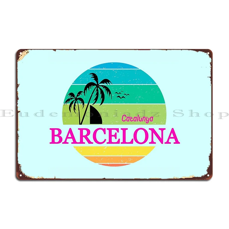 Barcelona Spain Metal Plaque Funny Kitchen Wall Mural Design Customize Tin Sign Poster