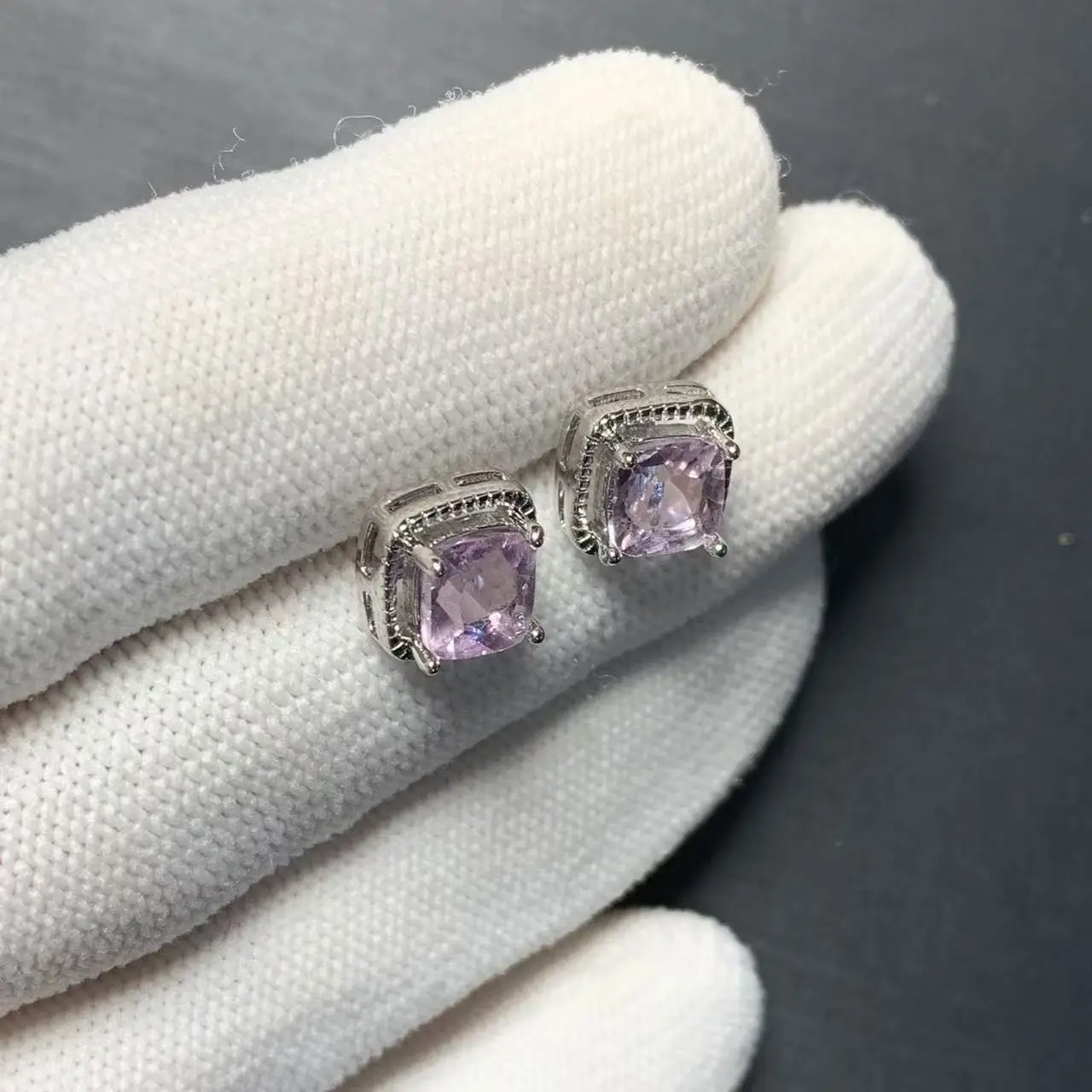 Natural Amethyst 925 Sterling Silver Stud Earrings For Women Jewelry Gift Simple Jewelry CUTE Flower