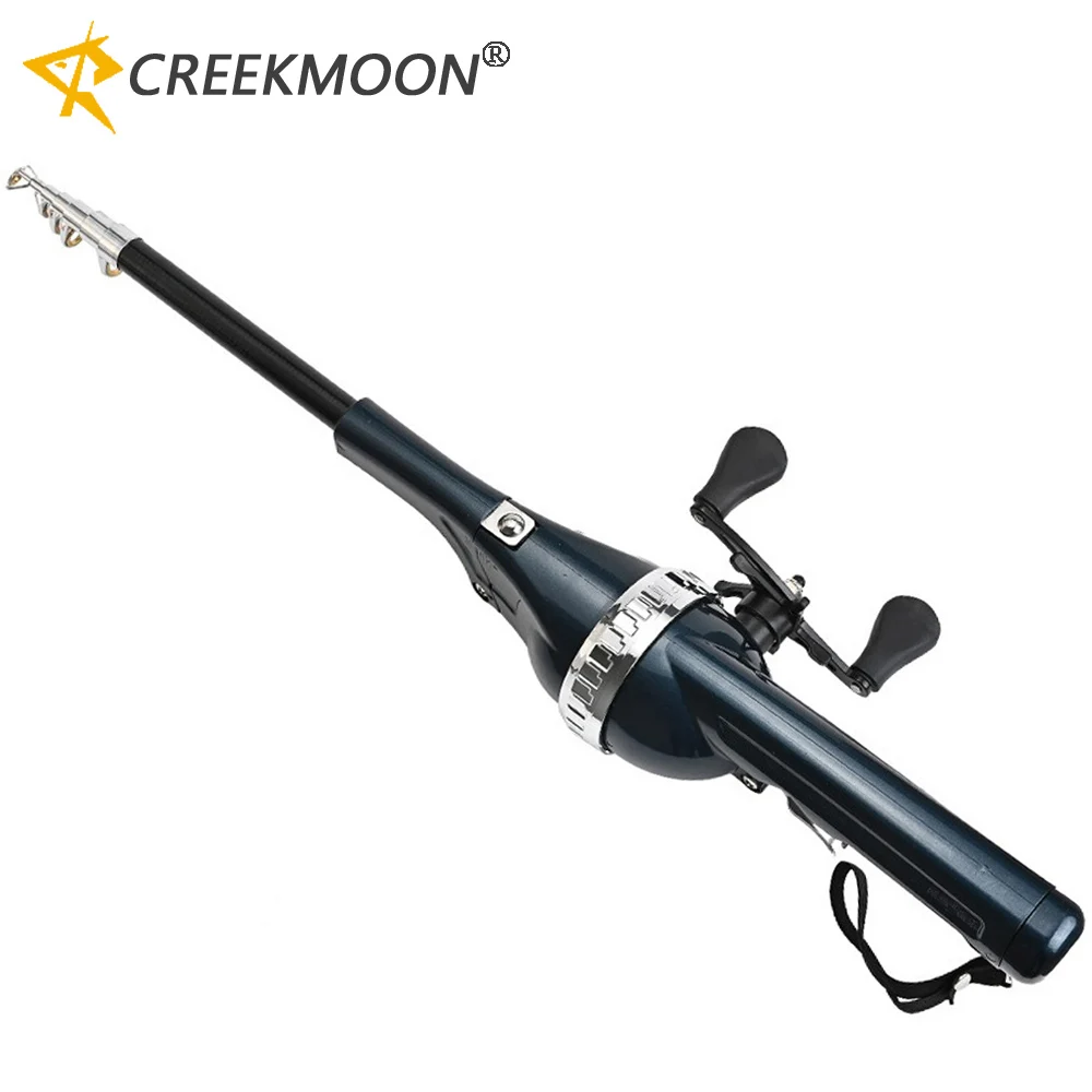 Upgrad Double Handle Telescopic Rod Portable Folding Fishing Pole with Stainless Steel Flying Reel Mini Rod for Outdoor Fishing