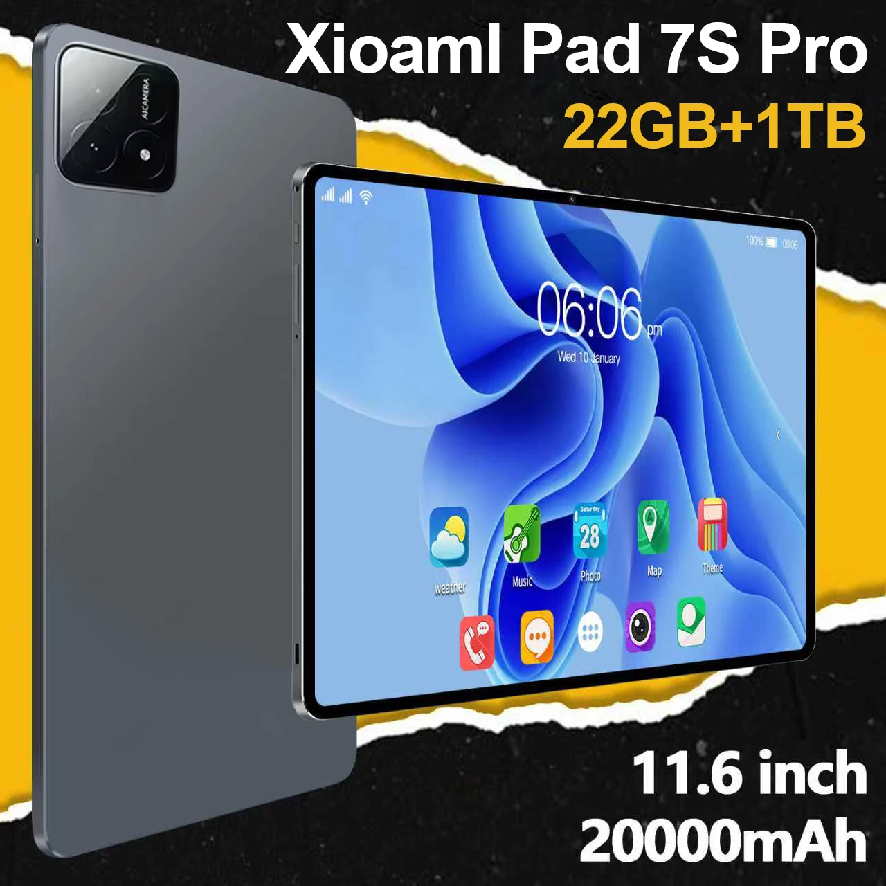 

2025 Original Global Version Pad 7S Pro Android 14 Snapdrago 8gen2 Tablet PC 11inch 22GB+2TB 20000mAh GPS 5G Dual SIM WiFi Tab