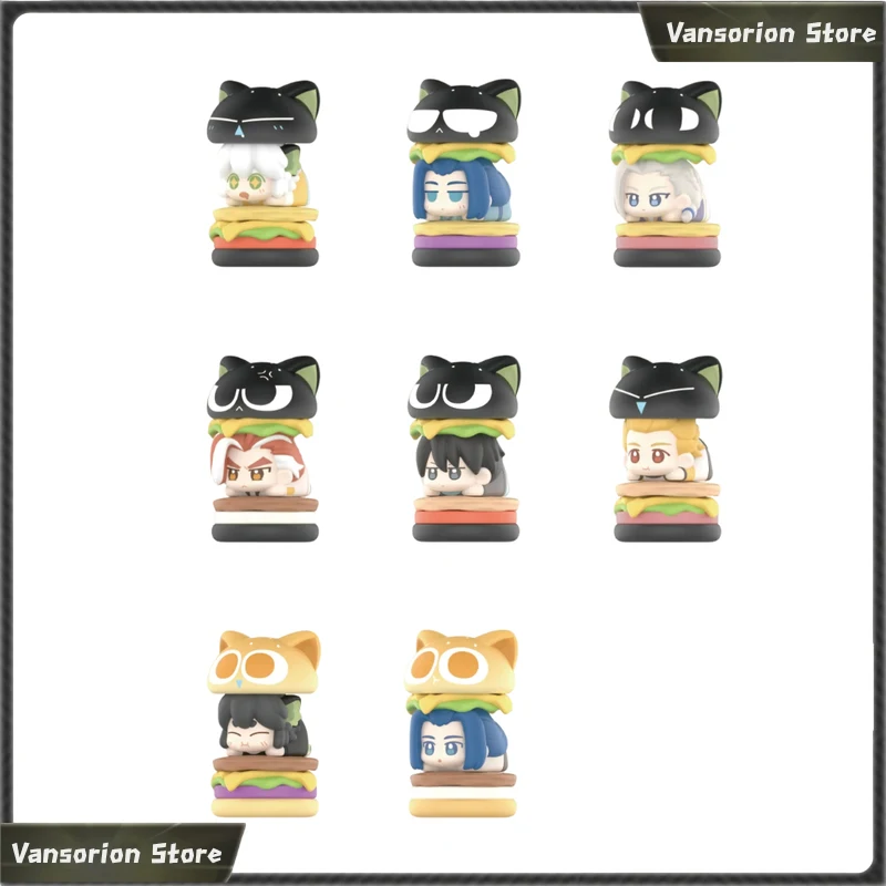 Luo Xiaohei War Stackable Blind Box Meow Hamburger Anime Figure Desktop Decoration Collectible Gift