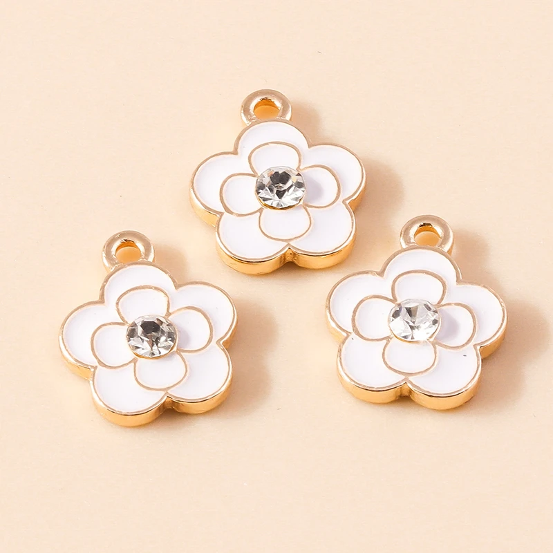 20 Stück gemischte niedliche weiße Emaille-Blumenanhänger für die Schmuckherstellung, DIY-Ohrringe, Halsketten, Armbänder, Zubehör – Detail 30