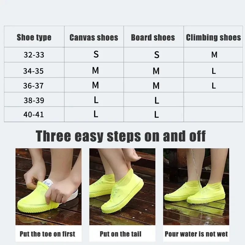 Thicken Waterproof Shoe Covers Silicone Anti-Slip Rain Boots Unisex Sneakers Protector Outdoor Rainy Day Shoes Cover for Women