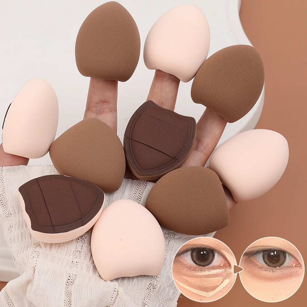 Mini Finger Thick Cosmetic Puff Makeup Sponge Face Concealer Foundation Detail Puff Professional Dry and Wet Usable Makeup Tools