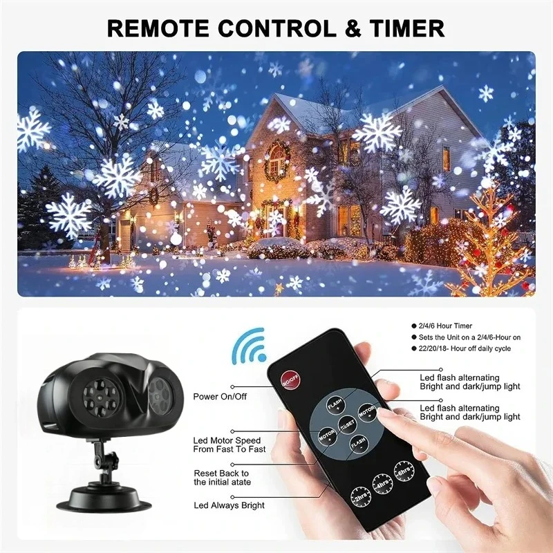 جديد عيد الميلاد تساقط الثلوج أضواء جهاز عرض شكل البومة في الهواء الطلق تسليط الضوء على المشهد الديناميكي LED ندفة الثلج مصباح إسقاط