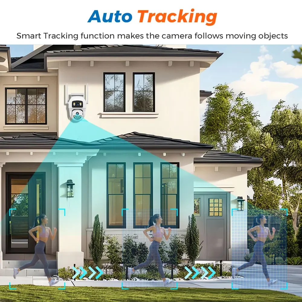 10MP WIFI IP Dual Lens 8MP HD Outdoor PTZ Camera Ai Human Detection Security Protection Waterproof Surveillance HiEasy App