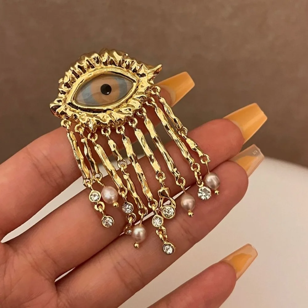الجمالية اللؤلؤ عيون شيطان قرط الاذن المرصع خمر العصرية الشيطان العين أقراط شرابات حساسة الشيطان العين الدائري سيدة بنات #1