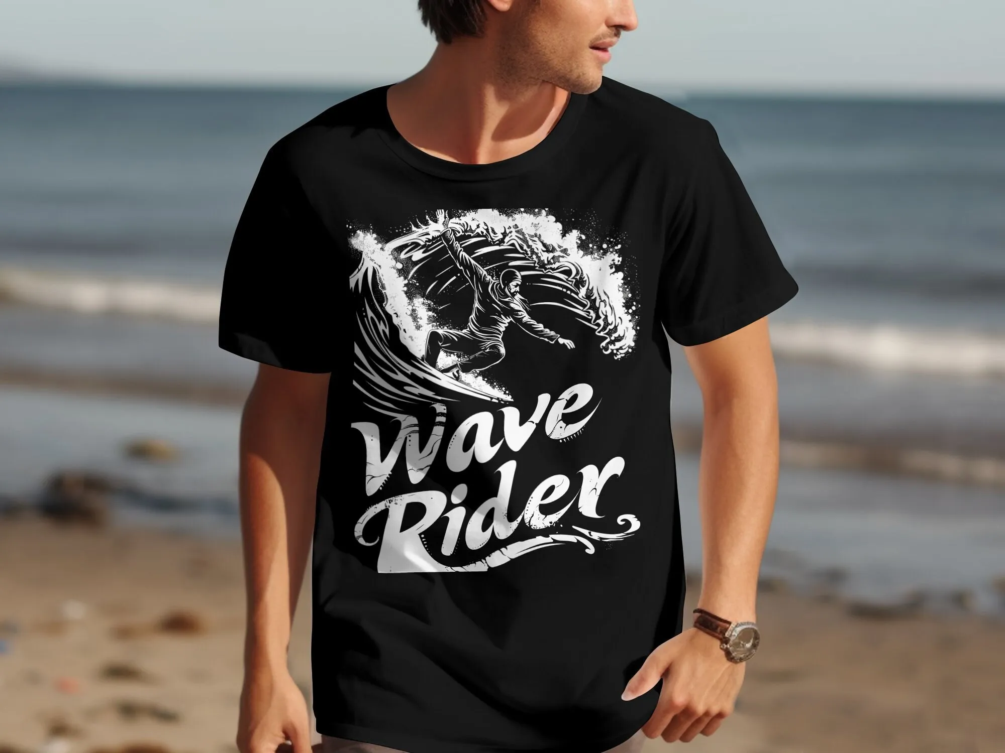 Футболка Wave Rider для серфинга, серфинга, искусства, серфинга, океан, влюбленные, доска для серфинга, одежда для активного отдыха, повседневный Топ