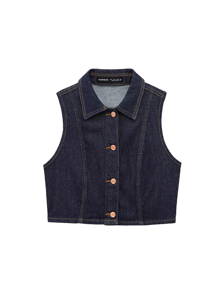 

Willshela Women Fashion Denim Blue Single Breasted Waistcoats Vintage Lapel Neck Sleeveless Jackets Female Chic Lady Tank Tops
