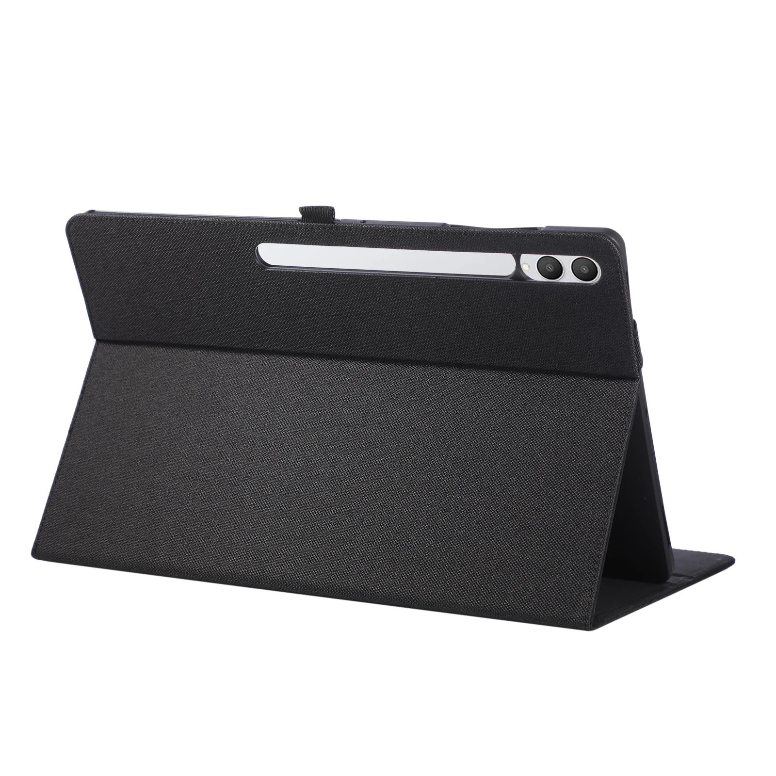 For Samsung Galaxy Tab S11 Ultra Case with Stand Card Holder Cloth Texture Leather Tablet Cover - Black