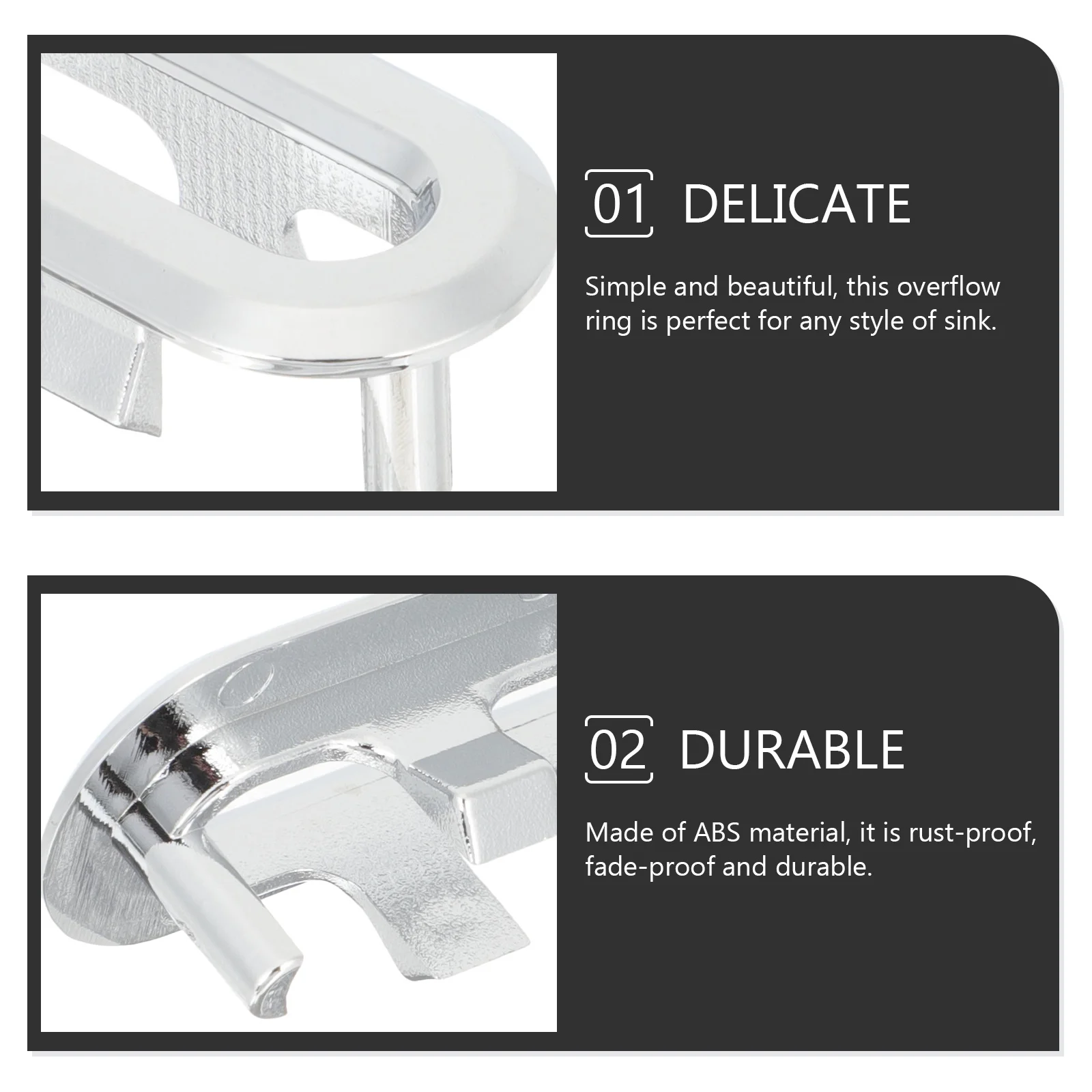 10 قطعة بالوعة الحمام البيضاوي حوض الكسوة تجاوز يغطي ثقوب صغيرة رائعة سهلة التركيب مقاومة التآكل الصدأ #3