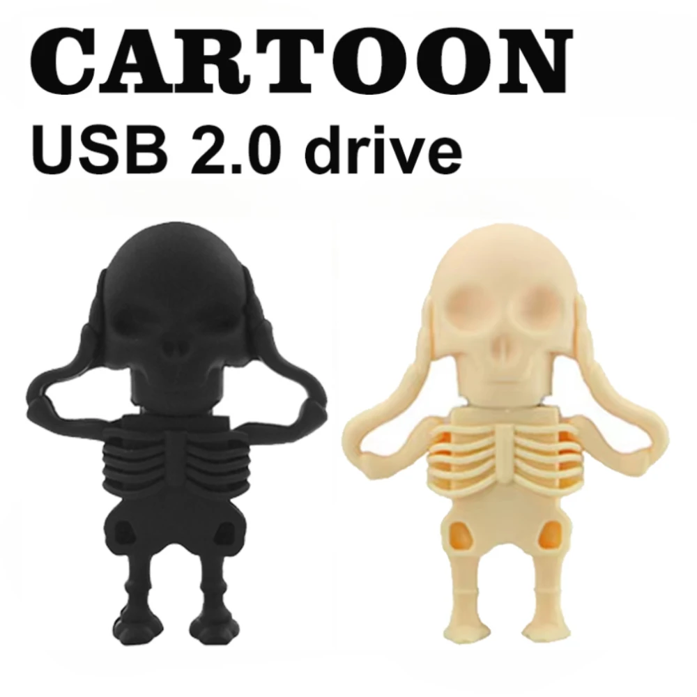 

New Cartoon Skeleton USB Flash Drive 2.0 128GB 256GB Pen Drive USB Memory Stick 4GB 8GB 16GB 32GB 64GB Flash Disk Creative Gifts