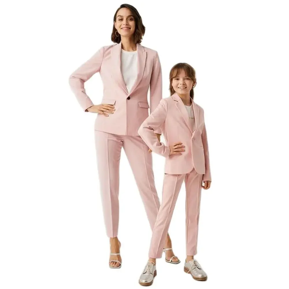 Summer Suit for Girls Pink Fashion Notch Lapel Single Button Blazer Casual Formal Wedding Tuxedo Girl Clothes